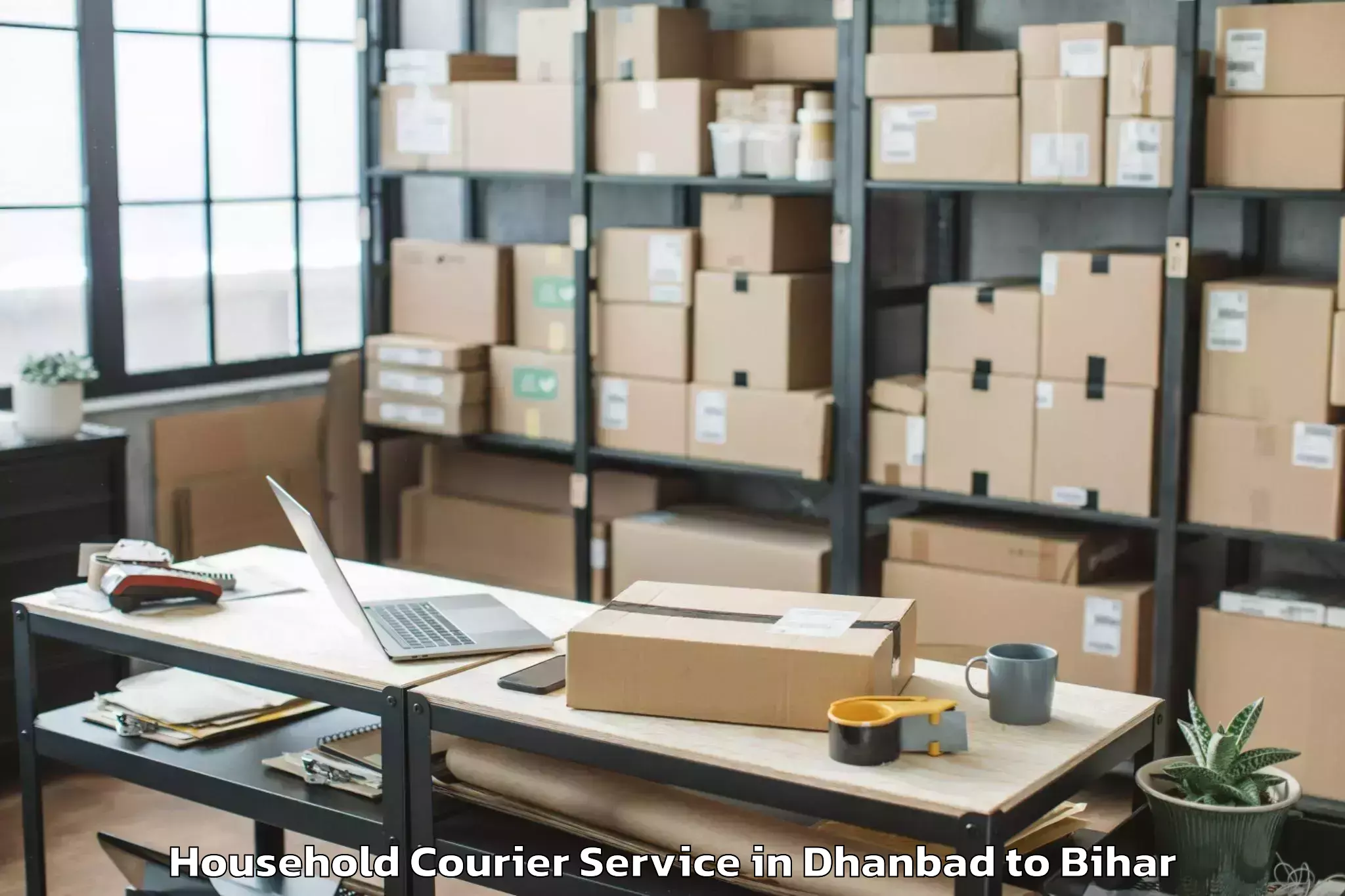 Easy Dhanbad to Barhiya Household Courier Booking